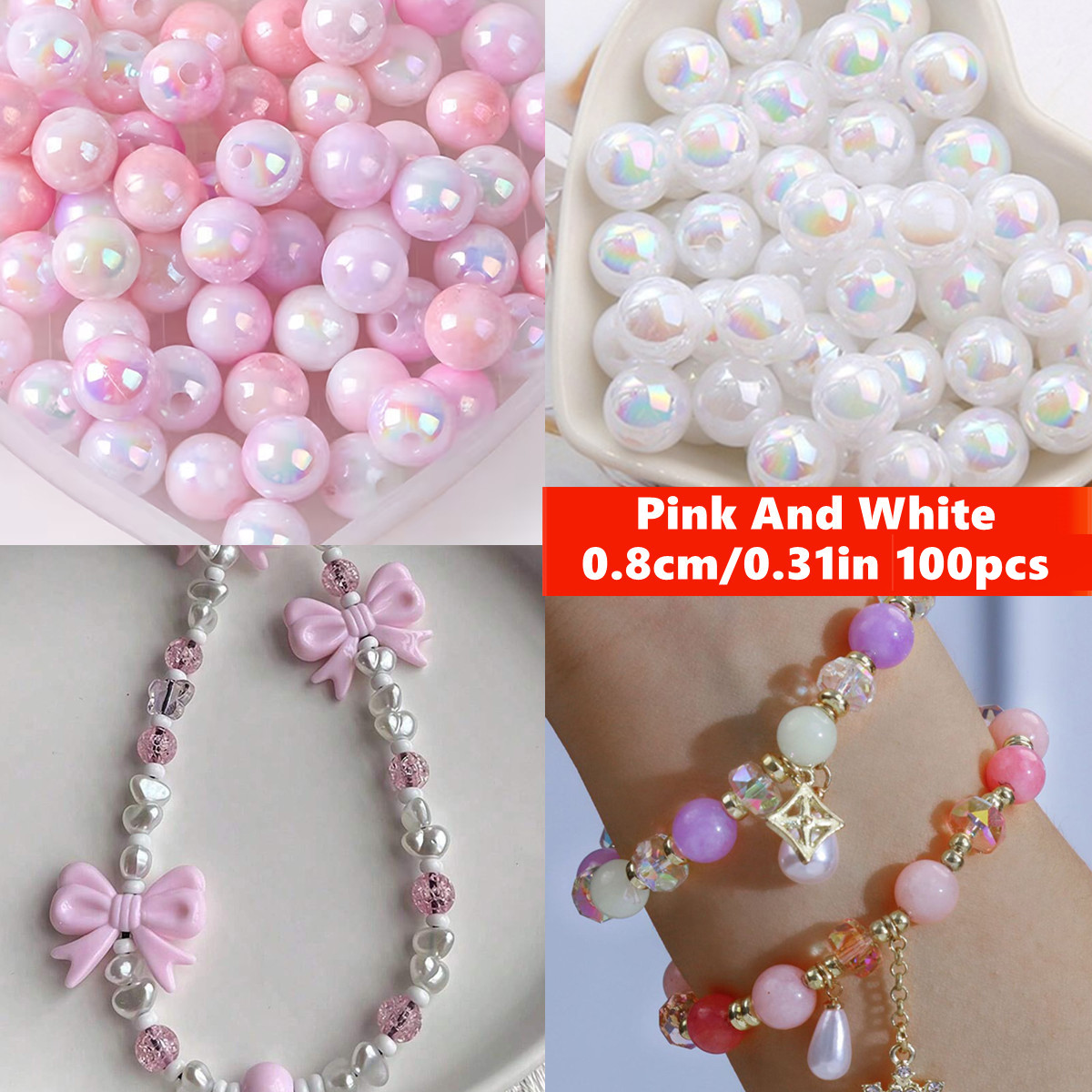 8mm 100pcs Pink Cute And Beaut - Coupling 8Mm 评论和价格