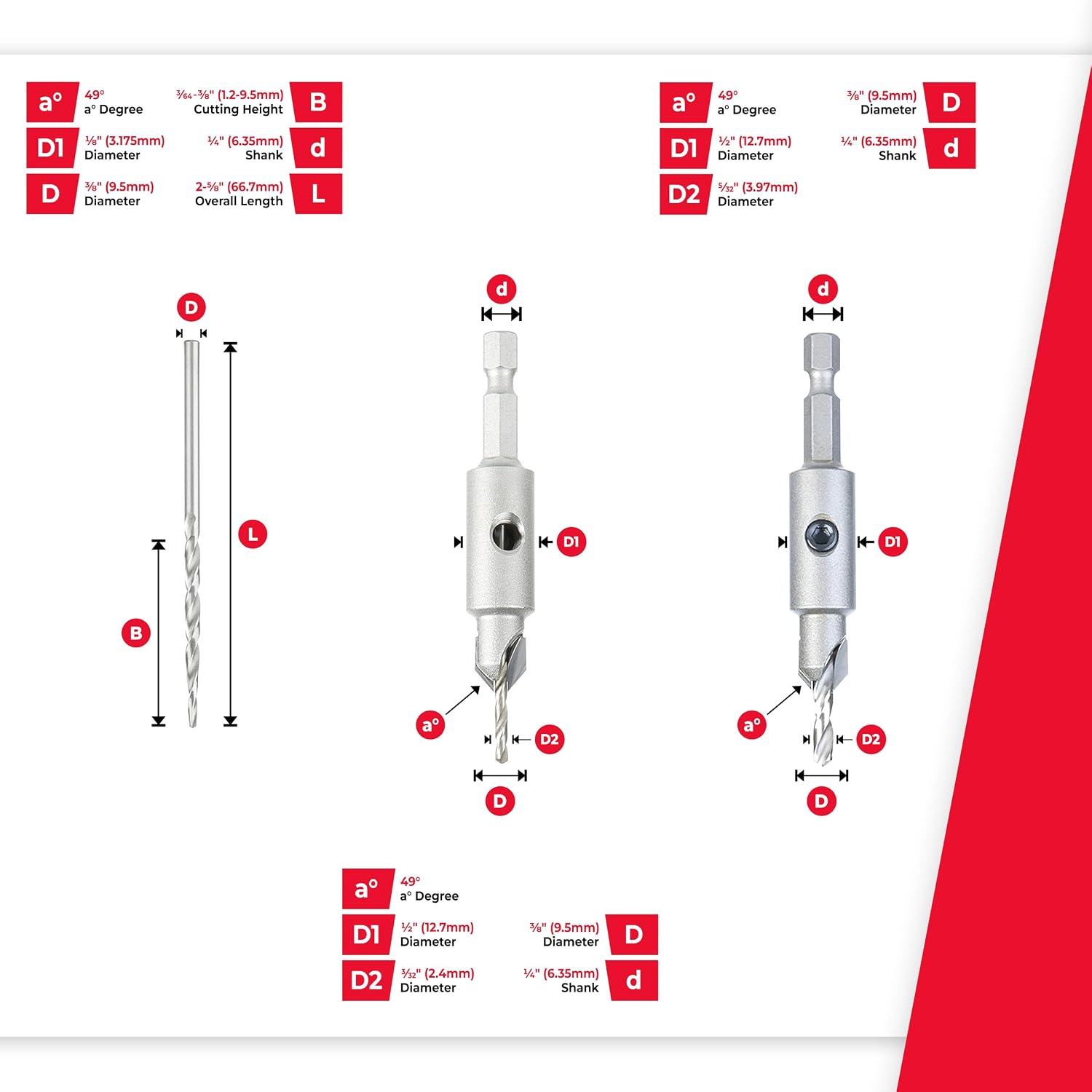Carbide Tipped Countersink Dri - Drill Bit Set 评论和价格