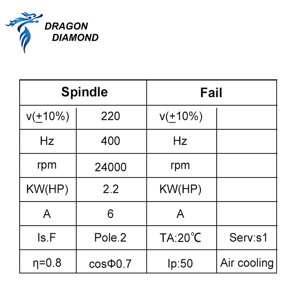 Dragon Diamond HQD 2.2KW 3KW 6 - Spindle Motor 评论和价格